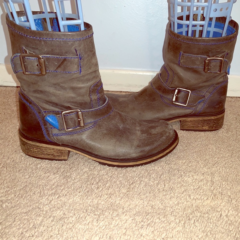 Steve Madden Grey Blue Ankle Moto Boots